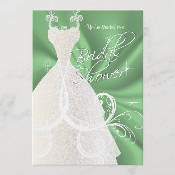 Bridal Shower in Mint Green Satin Invitations