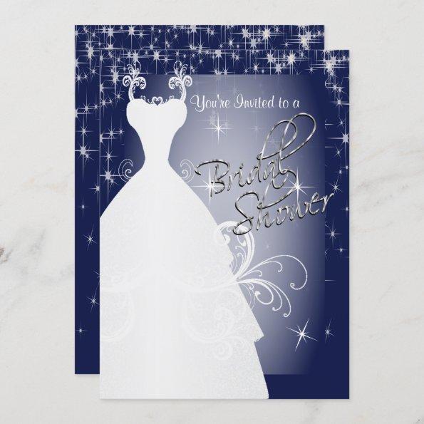 Bridal Shower in Navy Blue Starry Night Invitations