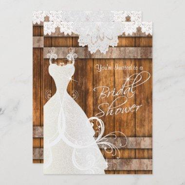 Bridal Shower in Rustic Barn Wood and Lace Invitations