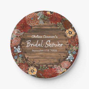 Bridal Shower in Rustic Floral Wreath Paper Plates