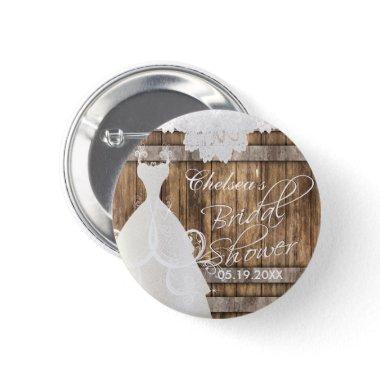 Bridal Shower in Rustic Wood and Lace Button