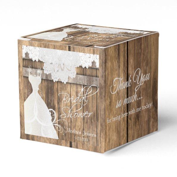 Bridal Shower in Rustic Wood and Lace Design Favor Box