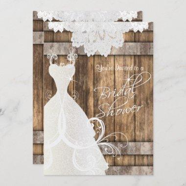Bridal 👰 Shower in Rustic Wood and Lace 💕 Invitations