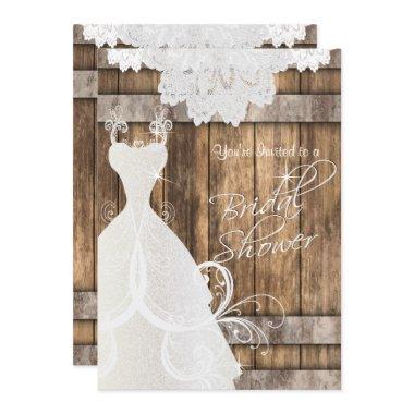 Bridal 👰 Shower in Rustic Wood and Lace 💕 Invitations