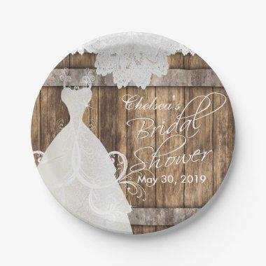 Bridal Shower in Rustic Wood and Lace Paper Plates