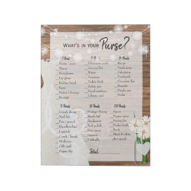 Bridal Shower in Rustic Wood String Lights Game 1 Notepad