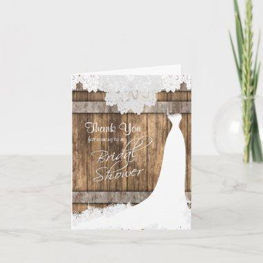 Bridal Shower in Rustic Wood & Vintage Lace Thank You Invitations