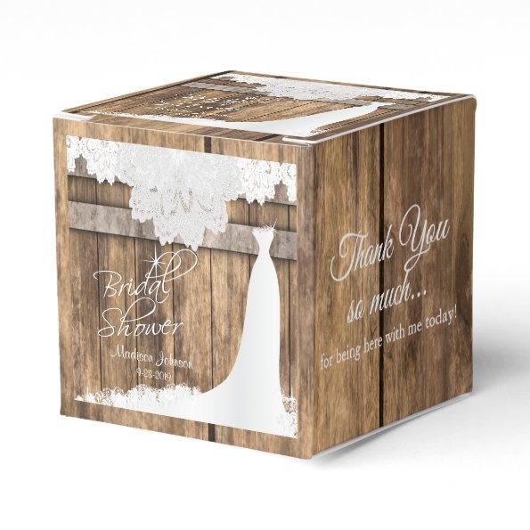 Bridal Shower in Rustic Wood * White Lace Design Favor Box