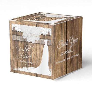 in Rustic Wood * White Lace Design Favor Boxes