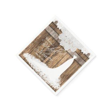 Bridal Shower in Rustic Wood & White Lace Paper Napkins