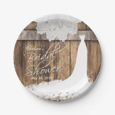 in Rustic Wood & White Lace Paper Plates