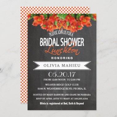 Bridal Shower in Vintage Orange Floral Invitations