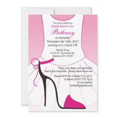 Bridal Shower Invitations Ballet High Heels Shoes