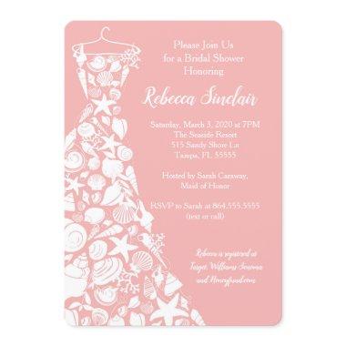 Bridal Shower Invitations, Beach, Sea Shell Dress Invitations