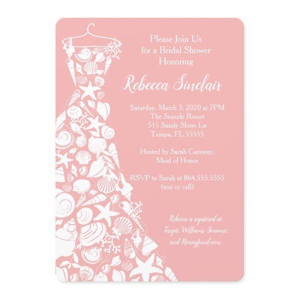 Bridal Shower Invitations, Beach, Sea Shell Dress Invitations