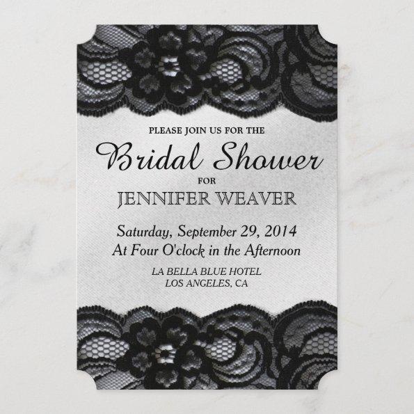 Bridal Shower Invitations Black Lace and Satin