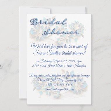Bridal Shower Invitations, Blue Theme Invitations