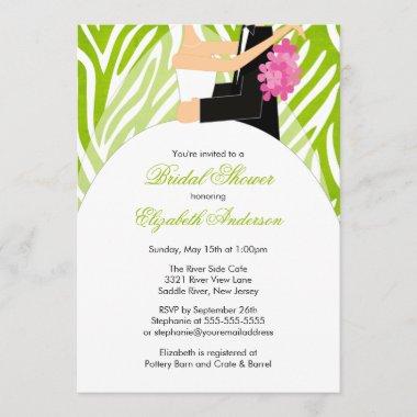 Bridal Shower Invitations Bride Lime Green Zebra