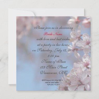 bridal shower Invitations, cherry blossoming tree Invitations