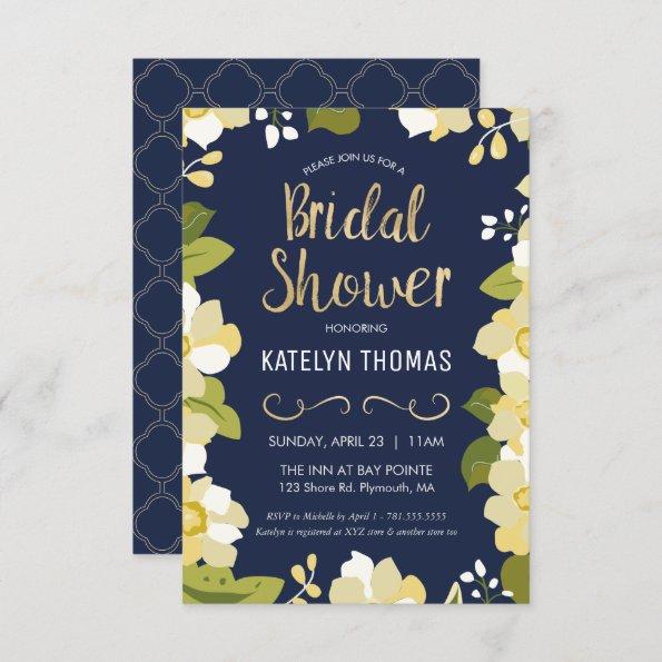 Bridal Shower Invitations, Customize Floral w/ Gold Invitations