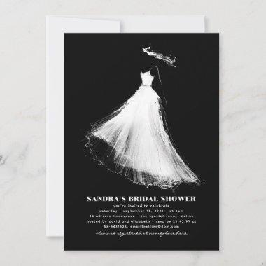 Bridal Shower Invitations Elegant Black and White