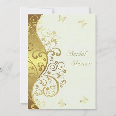 Bridal Shower Invitations--Gold Swirls & Ivory Invitations