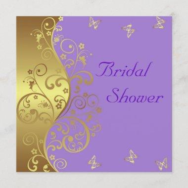 Bridal Shower Invitations--Gold Swirls & Lavender Invitations