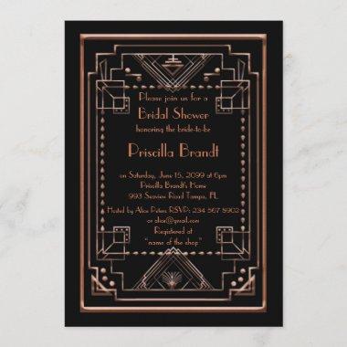 Bridal Shower Invitations,great Gatsby, black, pink Invitations