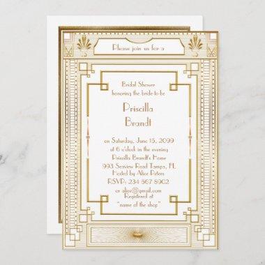 Bridal Shower Invitations,great Gatsby gold Gold Invitations