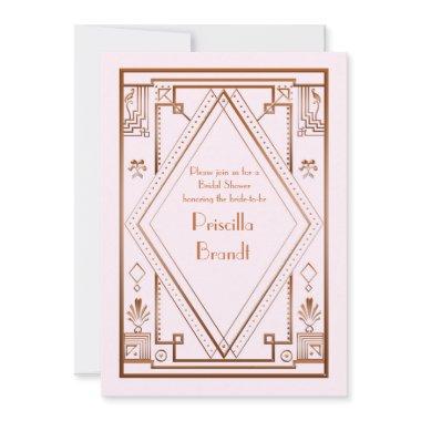 Bridal Shower Invitations,great Gatsby, gold pink Invitations