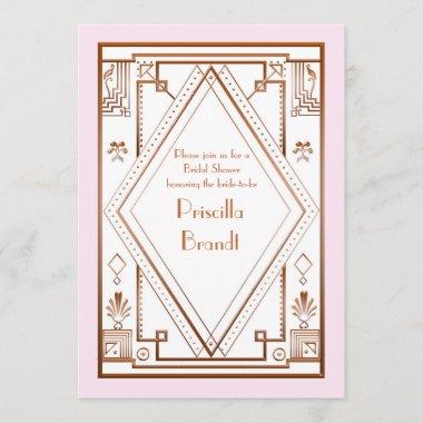 Bridal Shower Invitations,great Gatsby, gold pink Invitations
