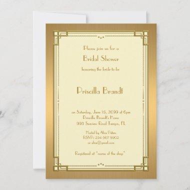 Bridal Shower Invitations,great Gatsby ,ivory gold Invitations