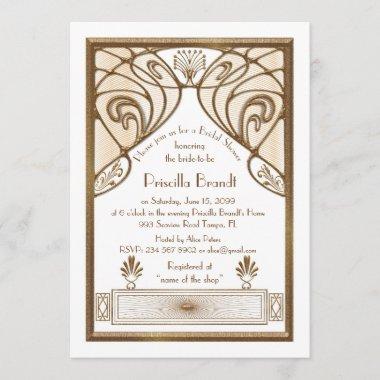 Bridal Shower Invitations,great Gatsby white Gold Invitations