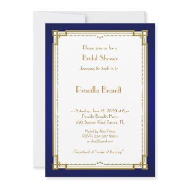 Bridal Shower Invitations,great Gatsby, white&navy Invitations