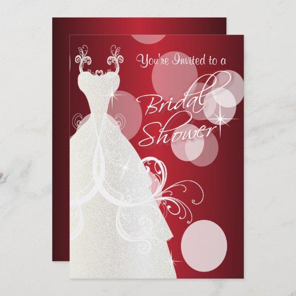 Bridal Shower Invitations in Metallic Red