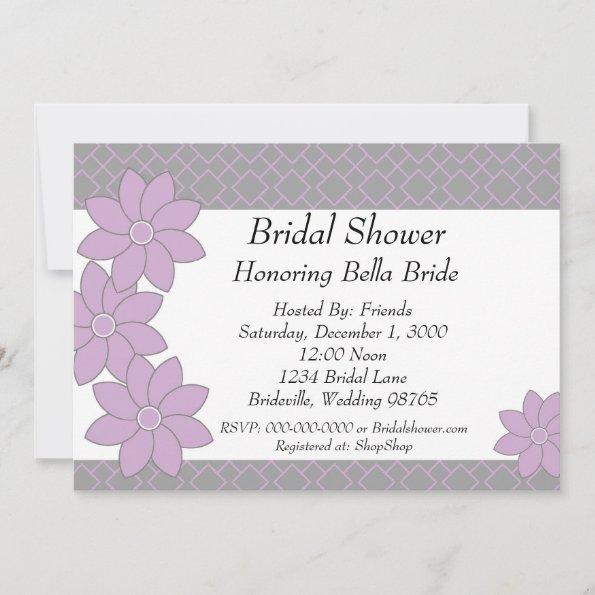 Bridal Shower Invitations lavender and grey floral