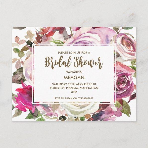 Bridal Shower Invitations modern floral lilac