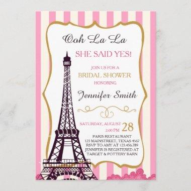 Bridal shower Invitations Paris Eiffel Tower French