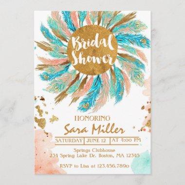 Bridal Shower Invitations, peacock feathers invitat Invitations