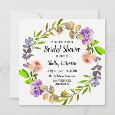 Bridal Shower Invitations Summer Watercolor Floral