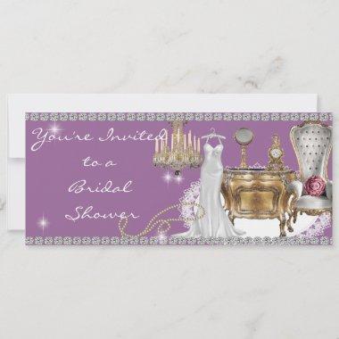 Bridal Shower Invitations surrounded by Diamond