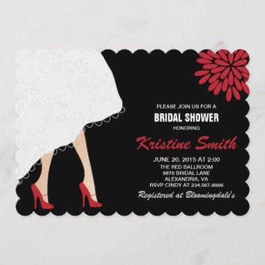 Bridal Shower Invitations w/ Red High Heel Shoes