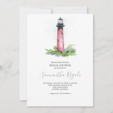 Bridal Shower Invitations Watercolor Lighthouse