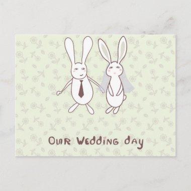 Bridal shower Invitations with two cute rabbits in