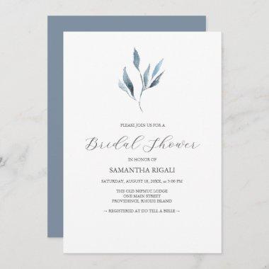 Bridal Shower Invitations Dusty Blue Botanicals
