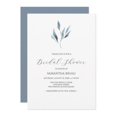 Bridal Shower Invitations Dusty Blue Botanicals