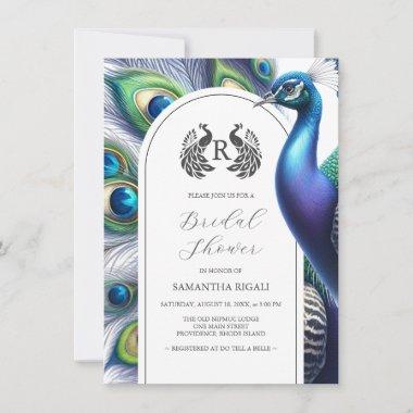 Bridal Shower Invitations Watercolor Peacock
