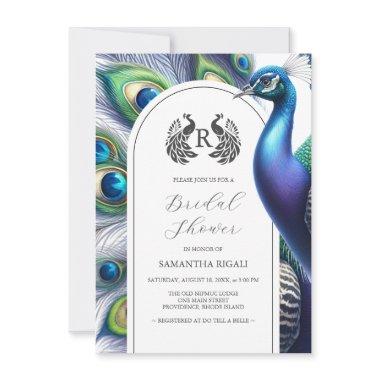 Bridal Shower Invitations Watercolor Peacock