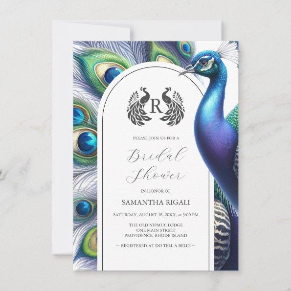 Bridal Shower Invitations Watercolor Peacock