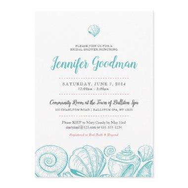 Bridal Shower Invitations with Beach Shells